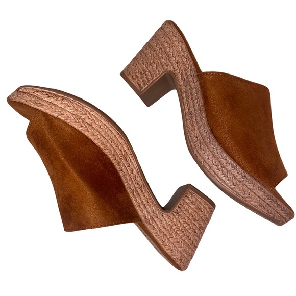 Pierre Dumas Women’s Suede Clogs Cognac/BRN and Natural Size 8-1/2* - Picture 2 of 10